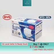 [SG Seller SG Ready Stock] 100  Authentic BYD WHITE Electronics Mask Single Use Disposable 3 Ply Face Adult Mask