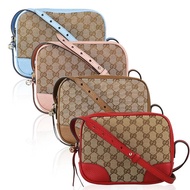 【GUCCI 古馳】GUCCI經典雙G LOGO緹花布牛皮陪襯拉鍊斜背包(五色)