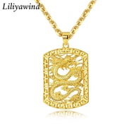 Liliya 3D 18Kทองจี้มังกรกลวงบุคลิกภาพBossผู้ชายสร้อยคอ