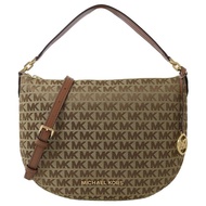 【Michael Kors】BEDFORD 滿版LOGO織布肩斜兩用包.駝/咖(大款)
