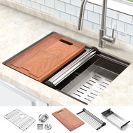 ZUHNE Neste Stainless Steel Single Bowl Ledge Undermount or Topmount Workstation Kitchen Sink with Accessories, 16 Gauge CTIW