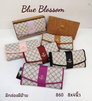 กระเป๋าแบรนด์แท้ Blue blossom กระเป๋าสตางค์ใบยาว8"สูง4"สีม่วงอ่อน สินค้าตามภาพพร้อมส่ง