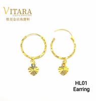 Emas 916 Subang / Anting Gold 916 Hoop Earring - HL01