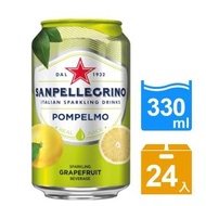 【S.Pellegrino 聖沛黎洛】氣泡水果飲料 罐裝-葡萄柚口味(330mlx24瓶)