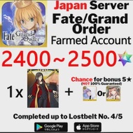 FGO JP Akun 2400 + Meter NASIB Grand Order Kuarsa Jepang Akun Dijamin Goyah 30 + Tix