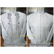 Baju Koko Pria Baju Koko Muslim Pria Terbaru 2020-2021 Baju Koko Bordir Kombinasi Batik Lengan Panjang A2