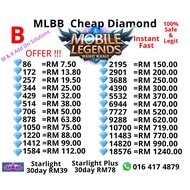 MLBB Diamond Mobile Legends Diamonds | 100% Legit Top Up via ID Fast Topup B 706-4390