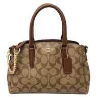 COACH 經典LOGO手提斜背兩用黛妃方包(焦糖)