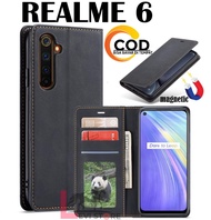REALME 6 FLIP PREMIUM DOFF LEATHER CASE MAGNETIC TANPA KANCING- SARUNG BUKU MAGNETIC TANPA KANCING UNTUK HP REALME 6