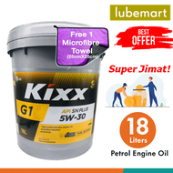 KIXX 5W30 Fully Synthetic Engine Oil - KIXX G1 5W-30 API SN Plus Petrol Engine Oil Fully Synthetic 18 liters
