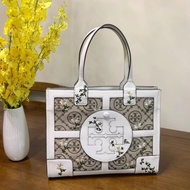 High quality fsahion Tory Burch Lady‘s New Style Ella Series T Monogram Embroidered tote bag shoulder bag