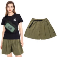 【美國 The North Face】女新款 彈性透氣排汗休閒褲裙.時尚短褲(亞洲版型)/棉質混紡/4UBJ-7D6 欖綠 N