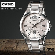 Velashop นาฬิกาข้อมิอผู้ชายCasio สายสแตนเลส รุ่น MTP-1381D-7AVDF MTP-1381D-7A MTP-1381D -สีเงิน