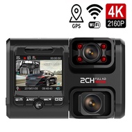 ZZOOI Dual Lens Car DVR HD Night Vision Dash Cam Car Dash Camera Recorder 4K 2160P WIFI GPS 360 degree panorama with ADAS function