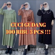 PAKET HEMAT 3 PCS 100 RIBU !!! Viola Midi Dress Premium / Gamis Midi Jumbo Ld 130 / Gamis Korean Style / Baju Gamis Paket 3 100