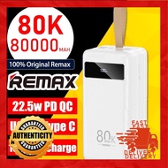 Remax 80000 mAh Power Bank 22.5w PD QC Quick Fast Charging USB C Type C Output RPP266