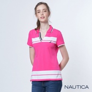 Nautica女裝V領造型短袖POLO衫-粉紅