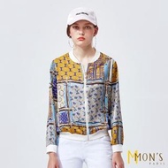 【MON’S】印花雪紡時尚棒球外套