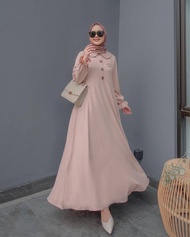 Melva Dress / long dress muslim / gamis remaja modern simple elegan / gamis terbaru 2021 modern lebaran / gamis lengan balon kekinian / gamis lengan kerut karet / gamis kondangan model terbaru / Gamis Polos / Gamis Bahan Katun Adem / Gamis Busui