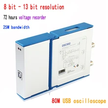 OSC802 2-Channel USB/PC Osiloskop 80 MS/s Tingkat Pengambilan Sampel 20MHz Bandwidth 8 ~ 13 Bit Resolusi Vertikal
