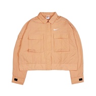 Nike 教練外套 NSW Essential Jacket 女版 粉橘 工裝 大口袋 短版 DM6244-851