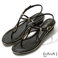 DIANA 3.5cm羊紋幾何線條水滴金屬綴飾涼鞋-浪漫夏日-黑