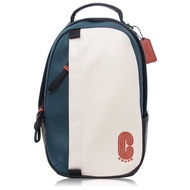 COACH 撞色 小牛皮 / COACH 徽章 / 單肩 後背包_藍白色