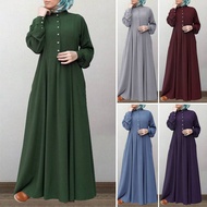 S-5XL Plus Size Jubah Abaya Baju Kurung Muslimah Hanumi Dress Fashion Women Clothes Muslim Plain Long Sleeve Dress Maxi Jubah Moden Arab Raya Long Dresses Casual Basic Jubah Dress Murah