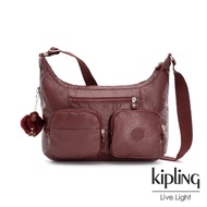 【KIPLING】雅緻紅褐素面雙層側背包-JARITA