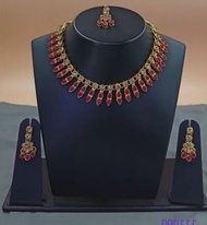 Taana Gold Plated Kundan &amp; Stone Choker Necklace Set in Pink ruby Jewellery for women fashion