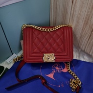 Chanel Boy กระเป๋าแฟชั่น2020 ชาแนaบอย 8 นิ้ว กระเป๋าสะพายไหล่ หนังคาเวียร์ /หนังแลม์ป