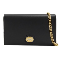 【GUCCI 古馳】WOC 金屬雙G LOGO長夾手拿包斜背包(黑)