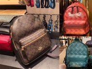 *vivi shop*美國正品限量款 COACH F32200深咖黑(中號款)、雙肩後背包(防刮PVC配真皮款) & 限量經典款 F82358(紅)、F82136(綠) -滿版大馬車logo(中號款)雙肩後背包,(代購美國Outlet正品櫃100%特惠專場)- 附購證.