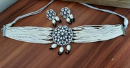 kundan pearls choker jewellery set