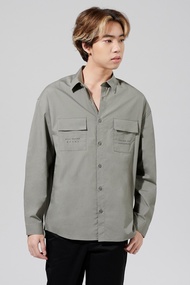 ESP เสื้อเชิ้ตทรงโอเวอร์ไซส์ ผู้ชาย สีเขียว | Oversized Shirt