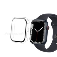 全包覆經典系列 Apple Watch Series 7 45mm 9H鋼化玻璃貼+錶殼 一體式保護殼(透明)