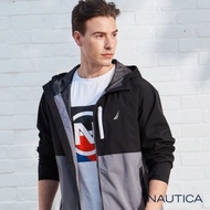 Nautica撞色防風防潑水連帽外套-黑色