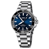【ORIS 豪利時】水鬼 Aquis 時間之海300米潛水機械錶-藍x銀/39.5mm(0173377324135-0782105PEB)