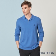 Nautica經典素面長袖POLO衫-天空藍