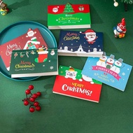 Cute Cartoon Christmas Painted Wish Blessing Card/ DIY Handmade Christmas Blank Message Card/ Christmas Gift Accessory Greeting Card