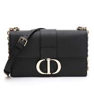 【Dior 迪奧】30 MONTAIGNE鍊帶荔枝牛皮蒙田包(黑色)