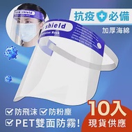 【快速出貨】防疫防飛沫噴濺透明防護面罩(10入組)非醫療用品