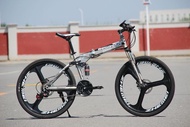 BeGasso 26 Inch Folding Bicycle Variable Speed Damping Oil Disc Brake Mountain Bike Aluminum Alloy Single Wheel Bicycle