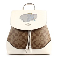 COACH X DISNEY 聯名款撞色拼接PVC皮革後背包-小飛象/米白