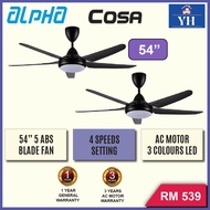 (2 UNITS) Alpha Cosa 54" 5 ABS Blades 4 Speeds AC Motor Ceiling Fan with LED Light - Xpress 5B/54 LED (Black)