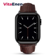VitaEnen Apple Watchสายหนังเข้ากันได้กับสายคาดApple Watch 38Mm 40Mm 42Mm 44MmGenuine Leather Replacement BandกับApple Watch Series 5/4/3/2/1 (สายสีน้ำตาลเข้ม/อะแดปเตอร์สีดำ)