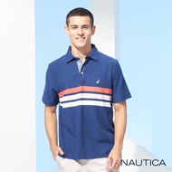 Nautica 男裝繽紛條紋短袖POLO衫-藍