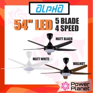 Alpha cosa Ceiling Fan 54" with LED Light Xpress-5B/54 LED  (Black or White or Walnut) 5 Blade , 4 Speed