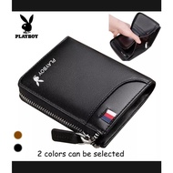 New Playboy Men's PU Leather Wallet Men's Short Zipper and Bifold Wallet Student Korean Fashion