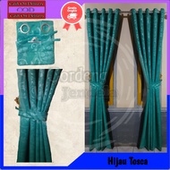 Gorden Jendela Pintu Kamar Mewah Cantik Hijau Tosca Panjang 200 Gorden Jendela Ruang Tamu Murah Smokring Motif Polkadot Horden Murah Mewah Ruang Tamu 1 Set Gorden Pendek Hordeng / Korden / Gorden / Horden / Tirai / Curtain / Dekorasi Rumah Minimalis